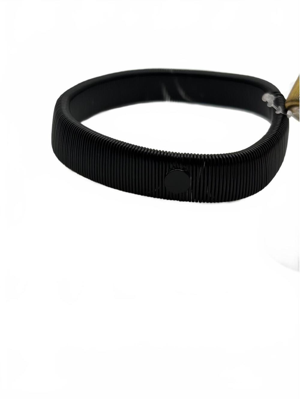 Black ribbed bangle bracelet1- note missing bow
